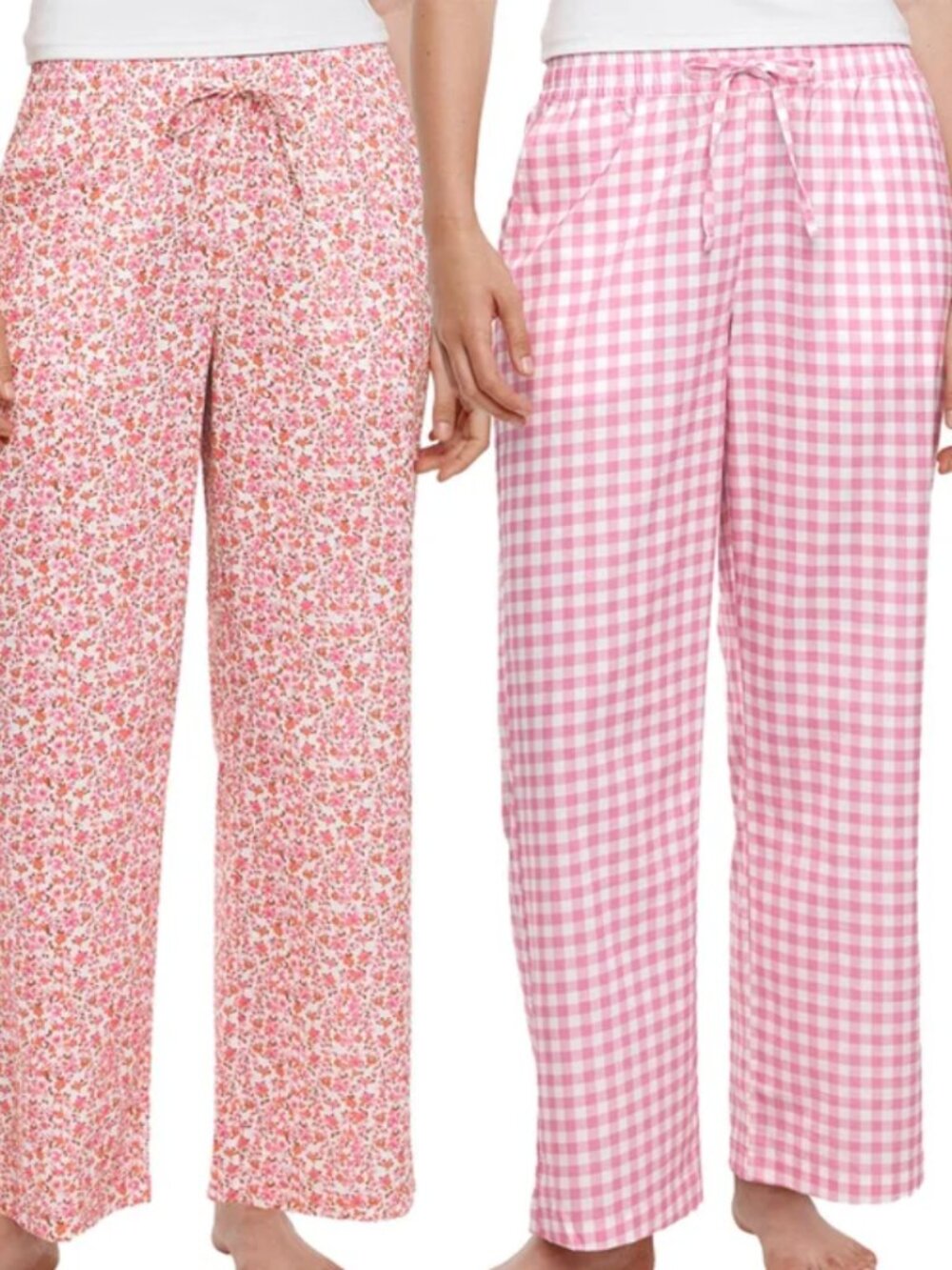 Gap Cotton Lounge Pajama Pants 2-Pack pink gingham floral spring poplin summer